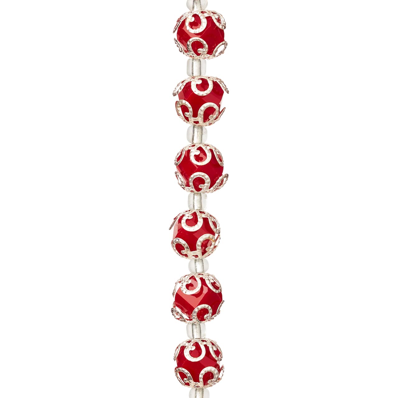 Red Faceted Glass Bead With Bead Cap, 10mm by Bead Landing&#x2122;